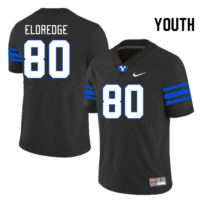 Youth #80 Koa Eldredge BYU Cougars College Football Jerseys Stitched-Black